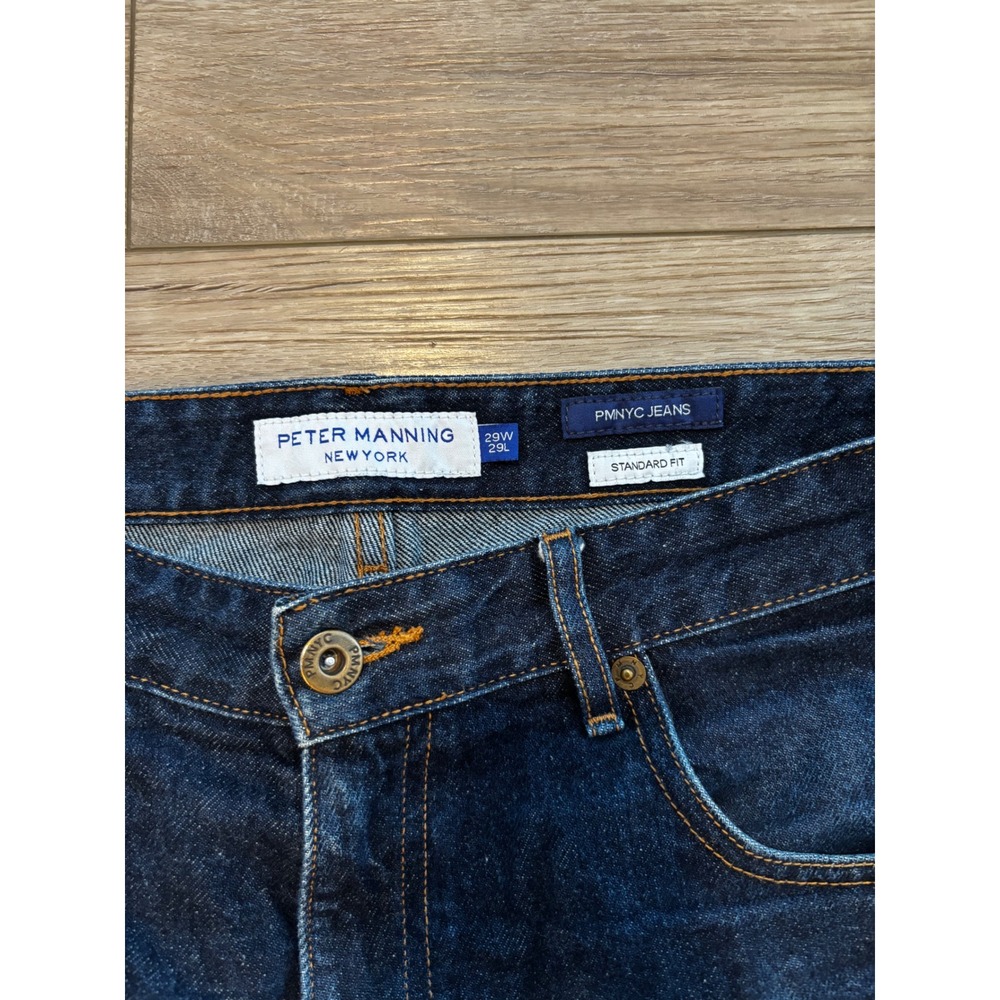 Peter Manning NY PMNYC Standard Fit Jeans Dark Wash 29W 29L Mens Indigo Denim - Picture 7 of 9